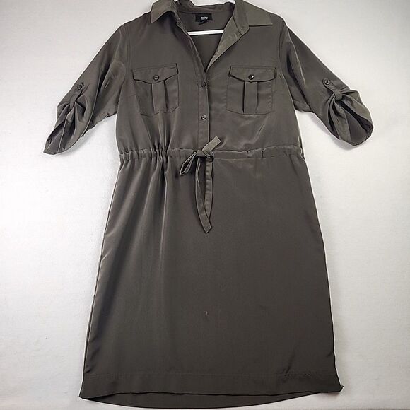 Mossimo Roll Tab Belted Waist Utility Dress Army Green Medium w/ Pockets (Flaw) - Picture 1 of 11
